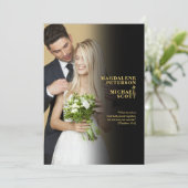 個人用フォトブラック結婚グラデーション 招待状 (スタンド正面)