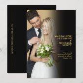 個人用フォトブラック結婚グラデーション 招待状 (正面/裏面)