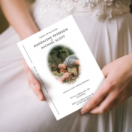 個人用フォトミニマルぼやけラム結婚のフレーム 招待状