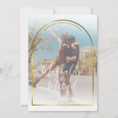 個人用フォト金ゴールドアーチフレーム結婚式招待状 招待状 (正面)