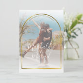 個人用フォト金ゴールドアーチフレーム結婚式招待状 招待状 (スタンド正面)