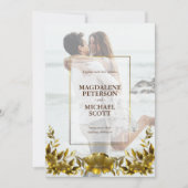 個人用フォト金ゴールドフレーム結婚式招待状 招待状