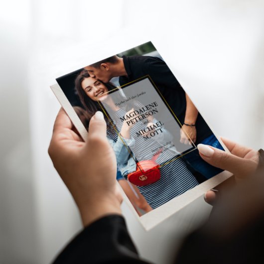 個人用フォト金ゴールドフレーム結婚式招待状 招待状