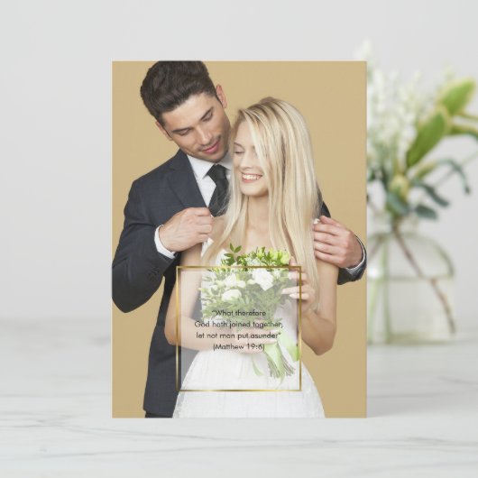 個人用フォト金ゴールドフレ結婚ーム 招待状 (スタンド正面)