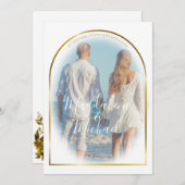 個人用フォト金ゴールド結婚Arch Frame 招待状 (正面/裏面)