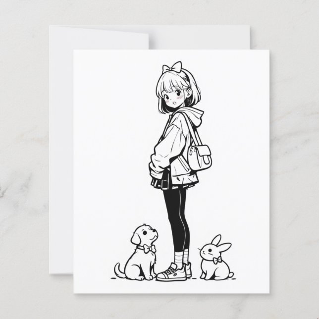 個人用ページの色子供へ付け | アニメのウサギ猫 (正面)