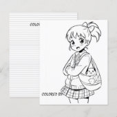 個人用ページの色子供へ付け | アニメの女の子 (正面/裏面)