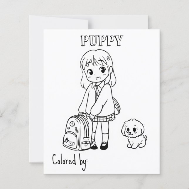 個人用ページの色子供へ付け | アニメの子犬 (正面)
