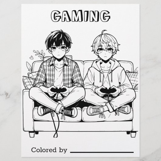 個人用ページの色子供へ付け | アニメゲーマー10代の若者 (正面)