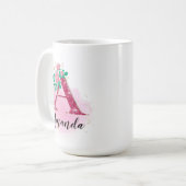 個人用マグ、グリッターAモノグラム、名前をカスタムする コーヒーマグカップ (正面左)