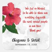 個人用メッセージハイビスカスフェイスラベル スクエアシール (正面)