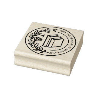 個人用ライブラリスタンプ – 手図解入りの、写真付きのフローラ ラバースタンプ