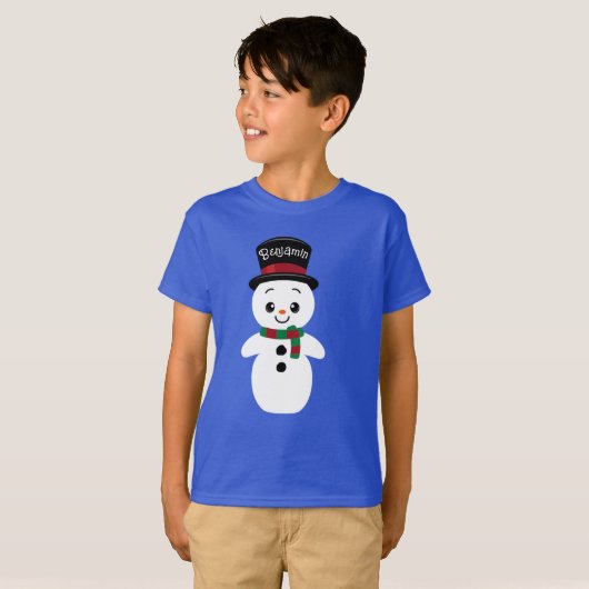 個人用冬雪だるまTシャツ Tシャツ (正面フル)