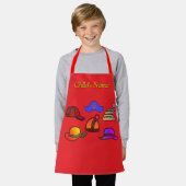 個人用帽子コレクションキッズレッドクラフト エプロン (着用した状態)