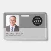 個人用従業員写真ロゴQRバーコードID バッジ (正面)