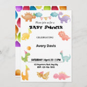 個人用恐竜ベビーシャワー招待状 招待状 (正面/裏面)