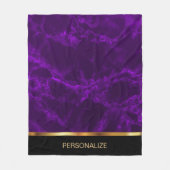 個人用深い紫大理石と金ゴールド フリースブランケット (正面)