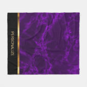 個人用深い紫大理石と金ゴールド フリースブランケット (正面(横))