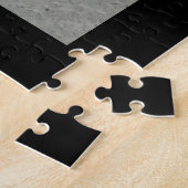 個人用犬の写真と名前/黒 ジグソーパズル (側面)