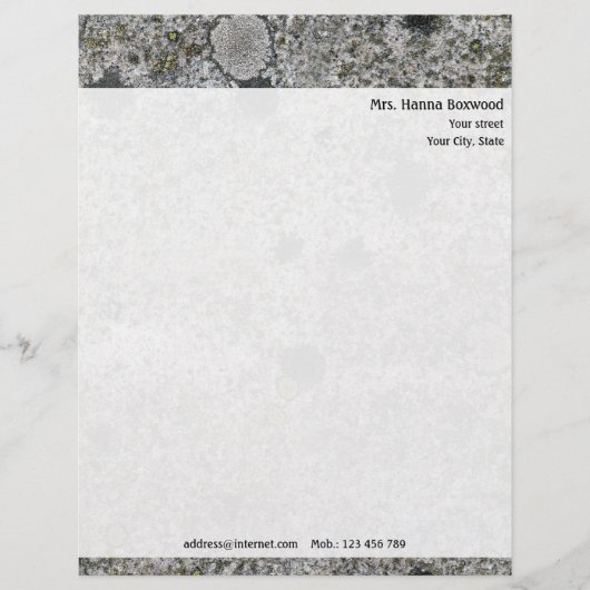 個人用花崗岩テクスチャ(返送先住所付き) レターヘッド (正面)