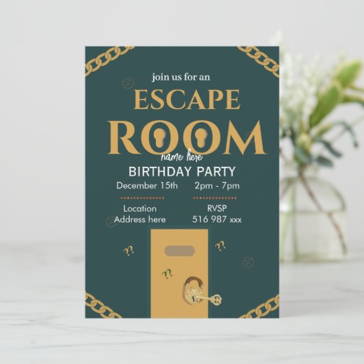 個人用設カスタム定の脱出室誕生日 招待状 (スタンド正面)