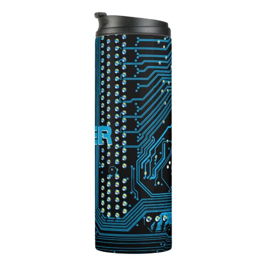 個人用設定の名前、青い回路基板、黒 タンブラー (回転右)