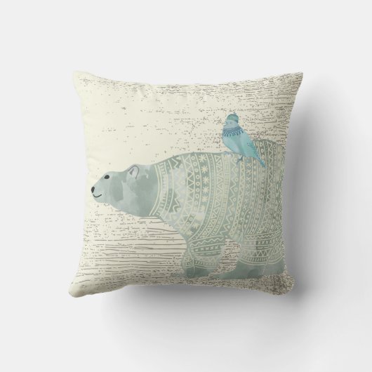 個人用設定の水色ポーラベアブルーバードバナー クッション (裏面)