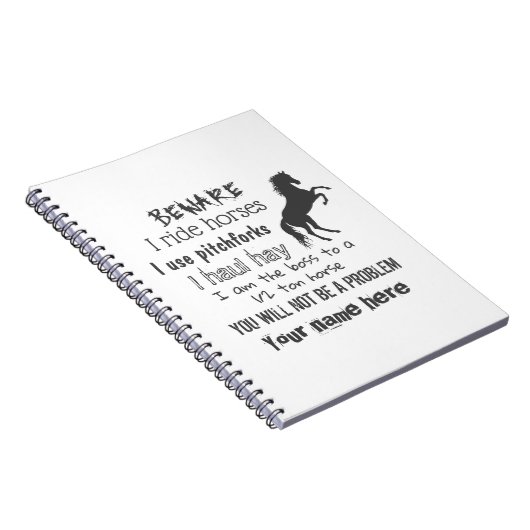 個人用設定の馬ライダースパイラルフォトノートブック ノートブック (右側)
