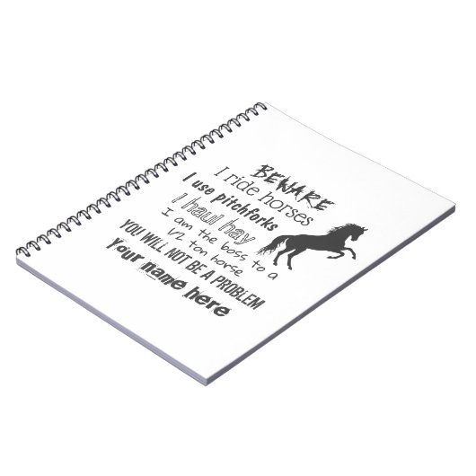 個人用設定の馬ライダースパイラルフォトノートブック ノートブック (左側)