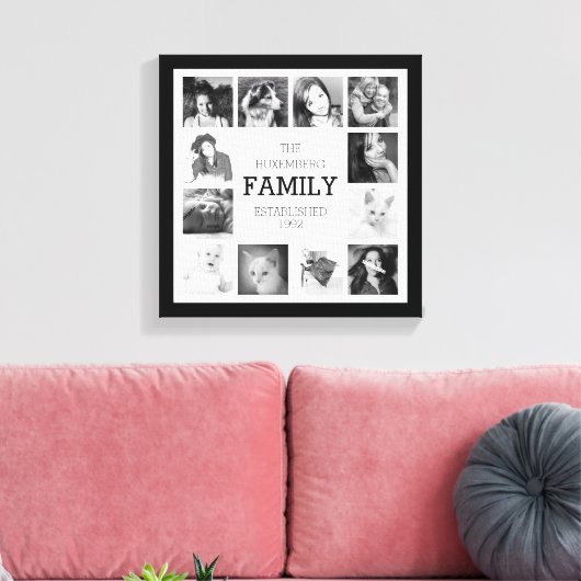 個人用設定を使用した家族のフォトメモリ キャンバスプリント (インサイチュ (リビング))