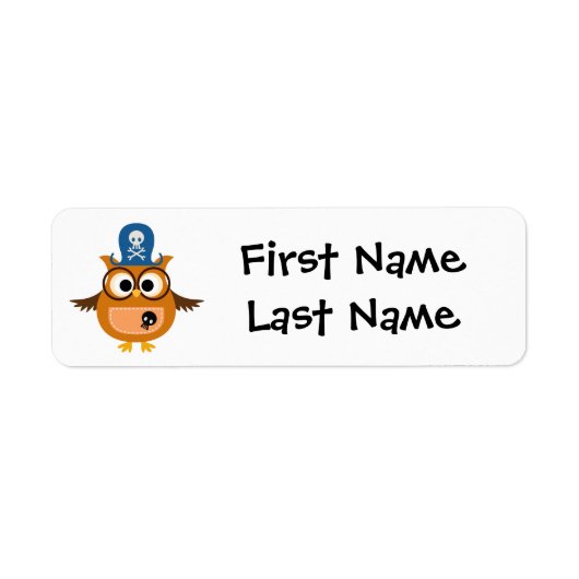 個人用設定を行う海賊フクロウの子どもの名前ラベル ラベル (正面)