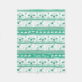 個人用設定ゴールデンガイド犬の物語パターングリーン フリースブランケット