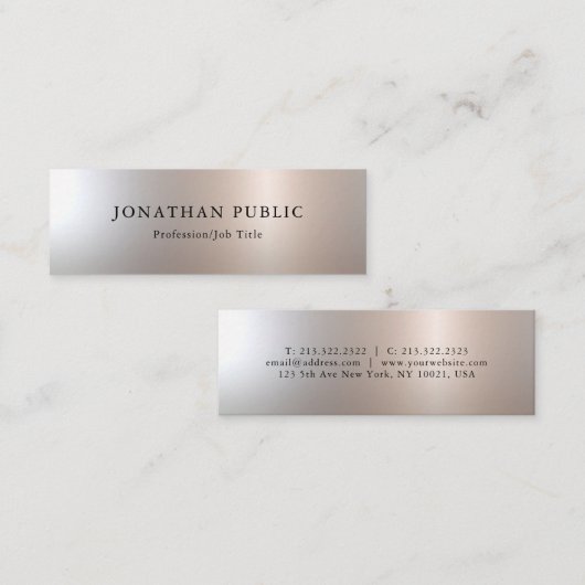 個人用設定シルバールックシンプルデザインテンプレート スキニー名刺 (正面/裏面)