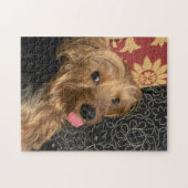 個人用設定フォトファミリーベビーペットの休暇おもしろい ジグソーパズル (横)