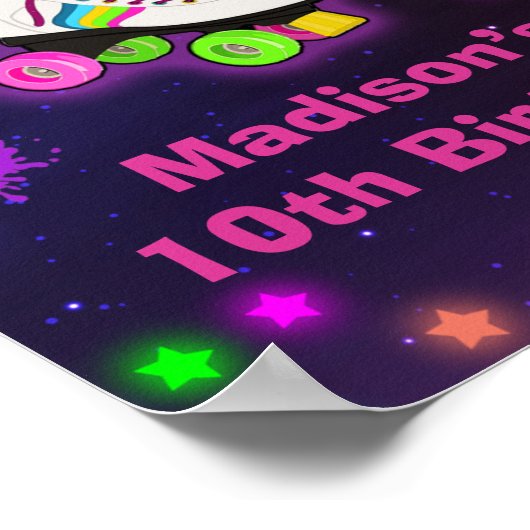 個人用設定ローラースケートで滑るネオンへようこそ ポスター (角)