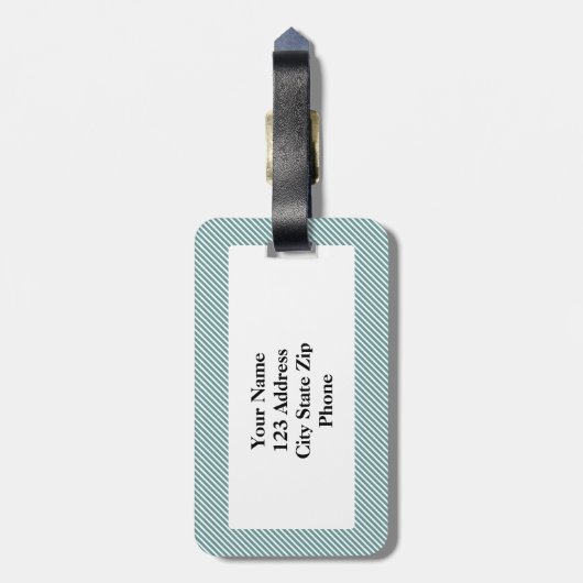 個人用設定可能なモノグラムを持つピンストライプの荷物タグ ラゲッジタグ (裏面縦)