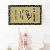 個人用設定：ようこそ60歳の誕生日パーティー-黒 横断幕 (インサイチュ)