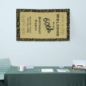 個人用設定：ようこそ60歳の誕生日パーティー-黒 横断幕 (トレードショー)