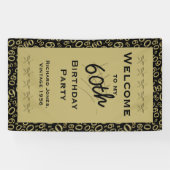 個人用設定：ようこそ60歳の誕生日パーティー-黒 横断幕 (横)