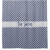 個人用設定: ネイビーギンガムチェック斜線パターン シャワーカーテン (正面)