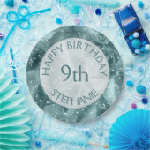 個人用設定:「ハッピーバースデー」Aq uaTextured ペーパープレート (パーティー)