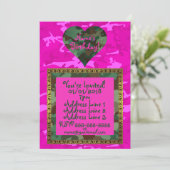 個人用設定-ピンク迷彩柄 招待状 (スタンド正面)