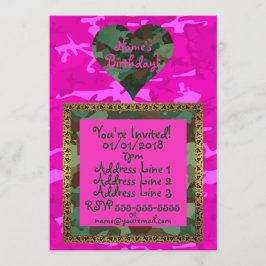 個人用設定-ピンク迷彩柄 招待状