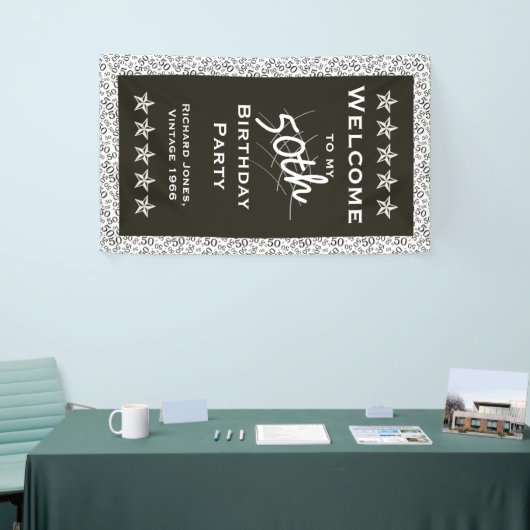 個人用設定：私の50歳の誕生日パーティーへようこそ 横断幕 (トレードショー)