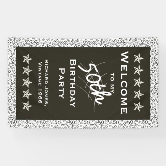 個人用設定:私の50歳の誕生日パーティーへようこそ 横断幕 (横)