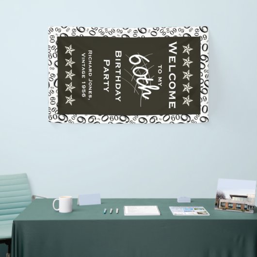 個人用設定:私の60歳の誕生日パーティーへようこそ 横断幕 (トレードショー)