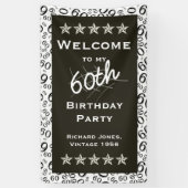 個人用設定:私の60歳の誕生日パーティーへようこそ 横断幕 (縦)