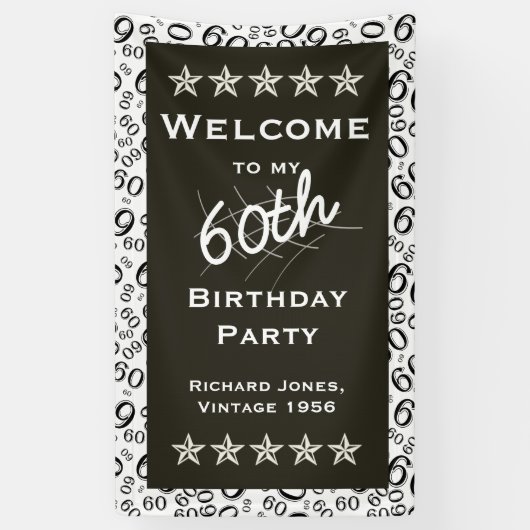 個人用設定：私の60歳の誕生日パーティーへようこそ 横断幕 (縦)