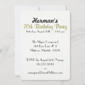 個人用設定:第70回金ゴールド白人誕生パーティー 招待状 (裏面)