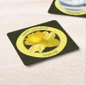 個人用設定： 花の写真イエローダフォディル スクエアペーパーコースター (アングル)